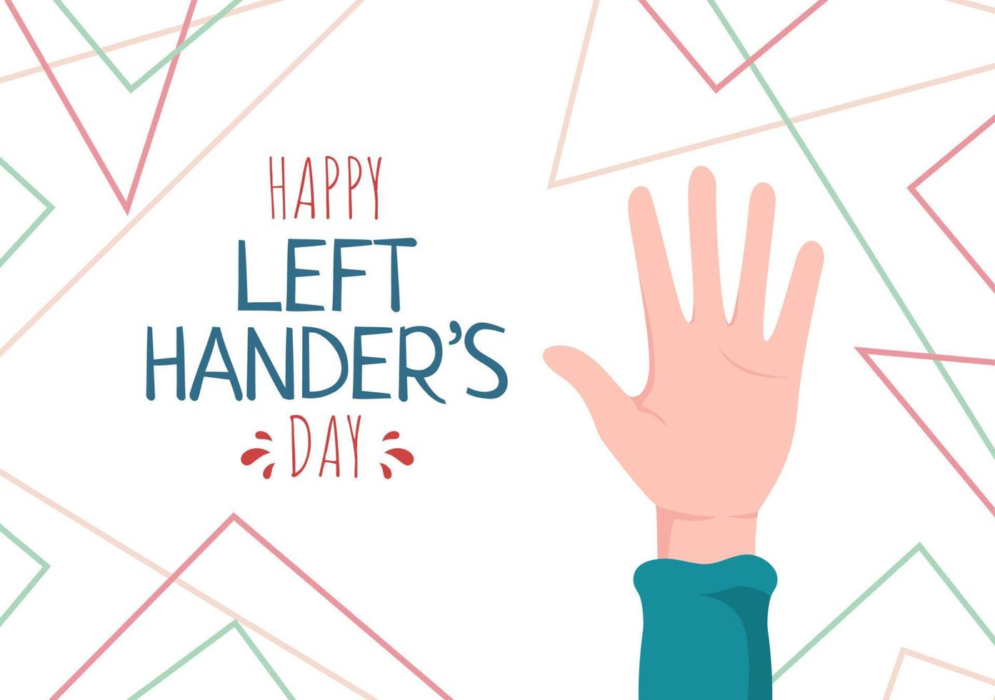internationale Feier zum Tag der Linkshänder mit erhobener linker Hand am August im Cartoon-Stil Hintergrundillustration vektor
