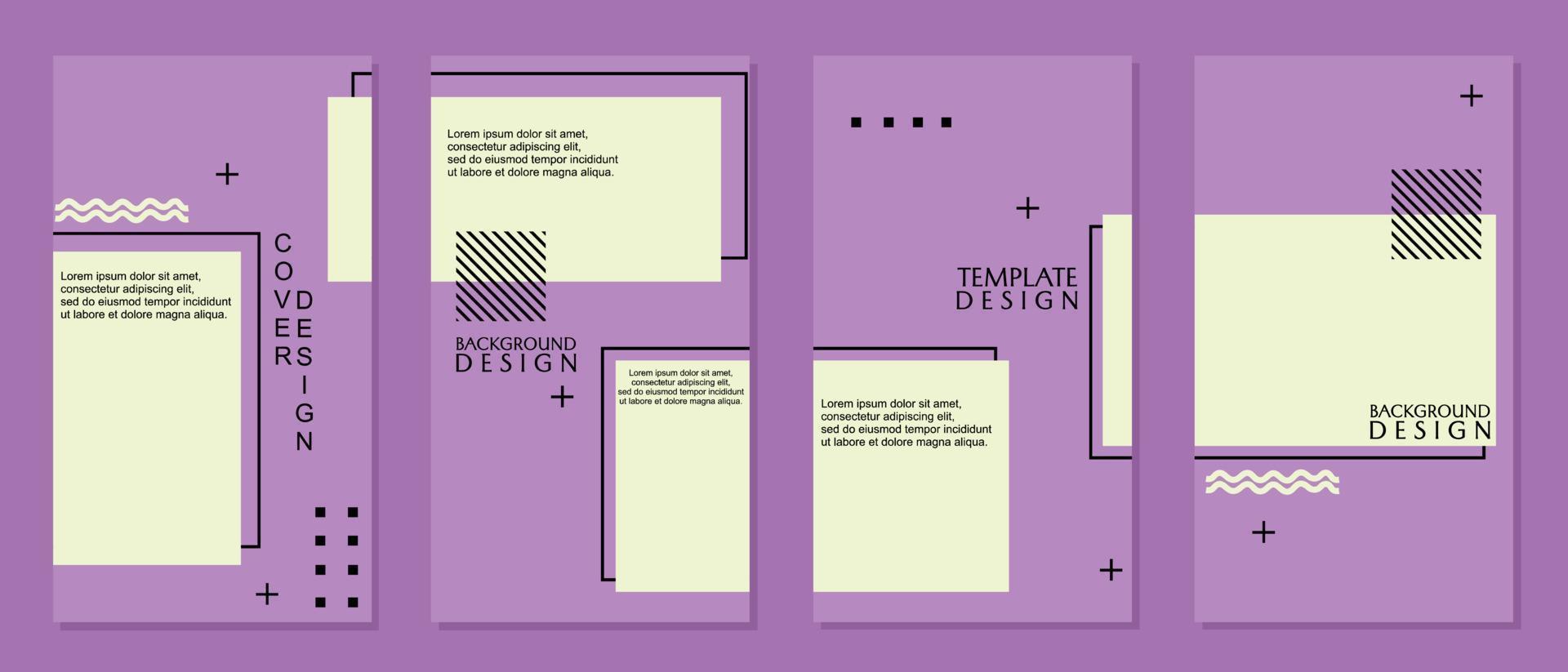 Vektordesign. Geschichte des sozialen Netzwerks in lila und weißer Farbe. satz von vorlagen für soziale medien mit geometrischen hintergründen vektor