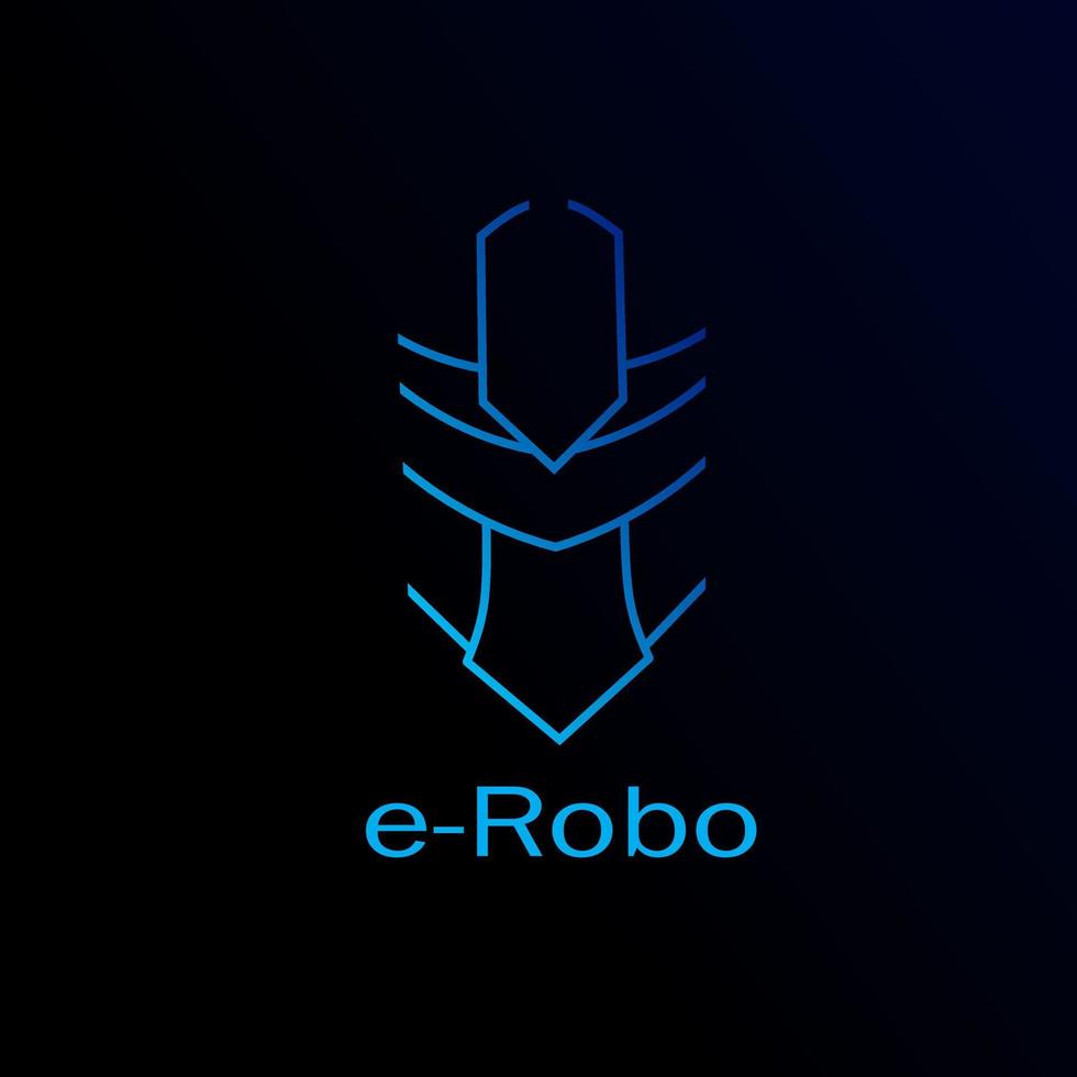 robot cyborg logotyp design med mörk bakgrund vektor