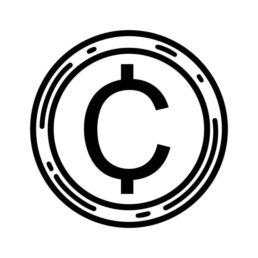 cent vektor ikon. usa runt metallmynt. kontanter, valutasymbol. illustration isolerad på vit bakgrund. skiss för amerikanska pengar. bankbetalning tecken. svart och vit dollartoken