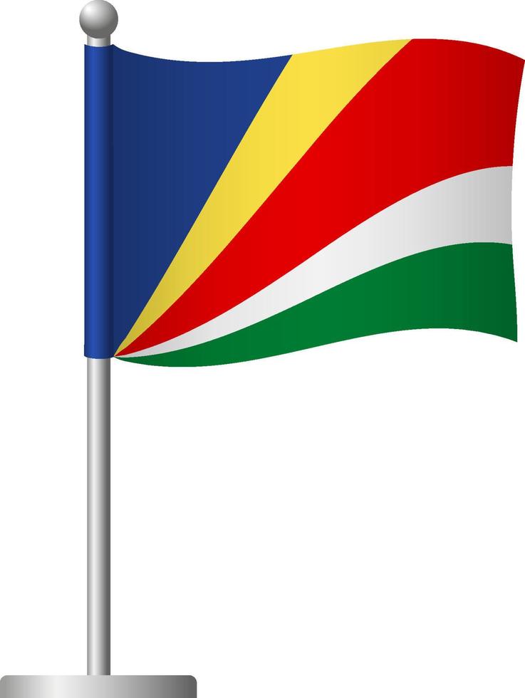 Seychellerna flagga på pole ikonen vektor
