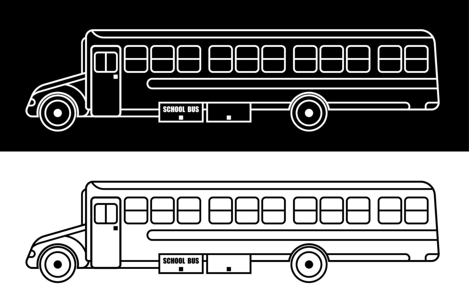 Amerikanischer Schulbus. Am 1. September beginnt das Schuljahr. lineares Symbol. Schwarz-Weiß-Vektor vektor