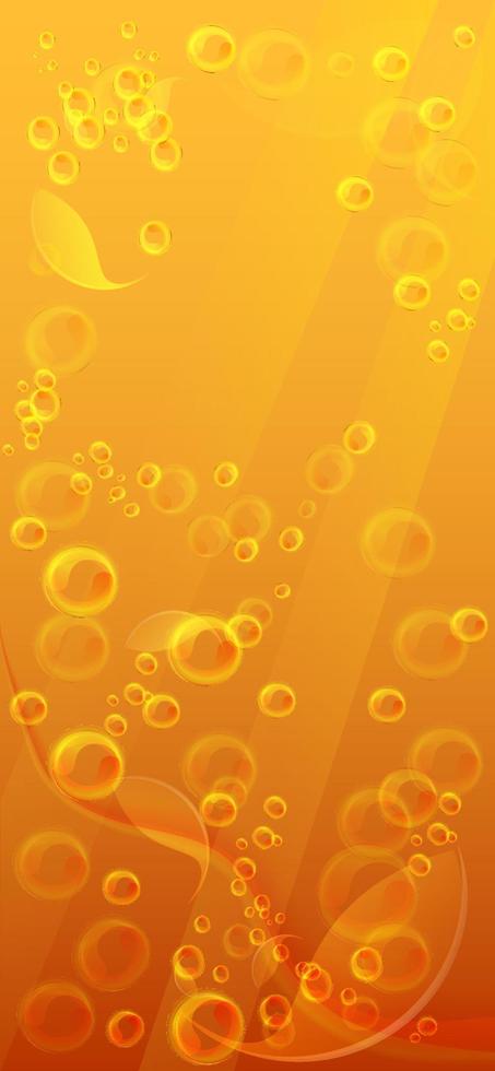 realistisk apelsinjuice. uppfriskande citrus lemonad med luftbubblor av gas. vertikal flygblad, mall för inbjudan till en sommarsemester eller festival vektor