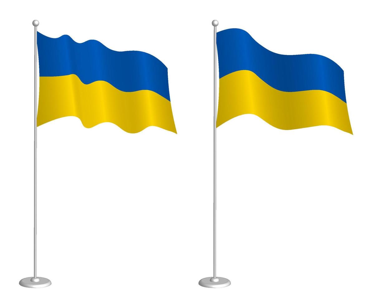 ukrainska flaggan på flaggstången vajar i vinden. semester designelement. kontrollpunkt för kartsymboler. isolerade vektor på vit bakgrund