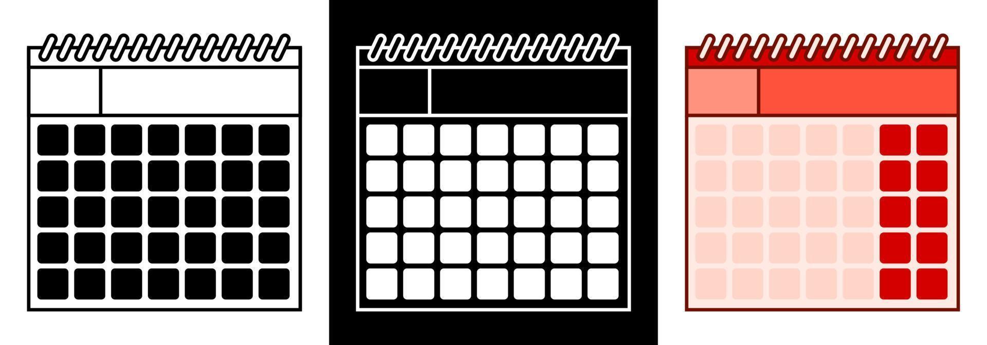 Symbol, Wandkalender. Geschäftsplanung und Zeiterfassung. Schreibwaren. wechselnde Jahreszeiten. Vektor