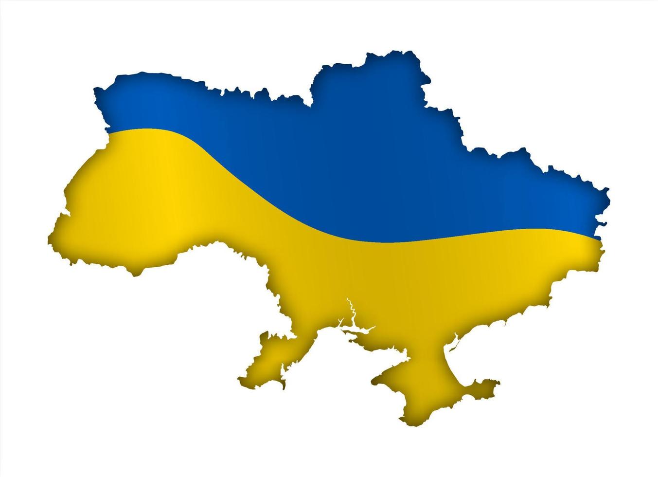 Grenzen der Ukraine in den Farben der ukrainischen Nationalflagge. Tag der Unabhängigkeit. Grundlage des festlichen Banners, Layout. Vektor auf weißem Hintergrund