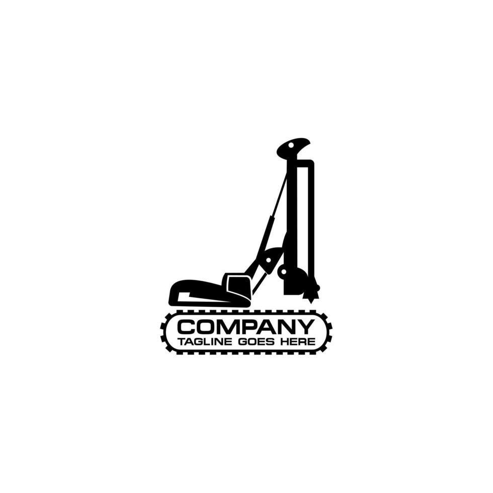 grävmaskin konstruktion logotyp design, grävmaskin logotyp element tung utrustning arbete. gruvdrift för transportfordon. vektor