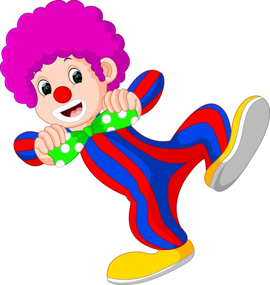 Clown mit großem Krawatten-Cartoon vektor