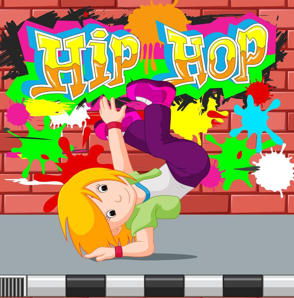 barn som dansar hiphop vektor