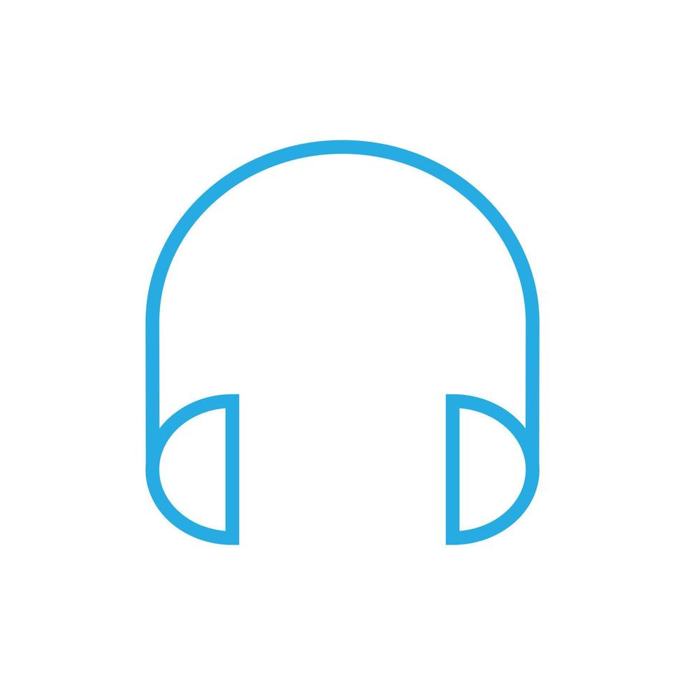 eps10 blaue Vektorkopfhörer oder Ohrhörerlinie Kunstikone in der einfachen flachen modischen modernen Art lokalisiert auf weißem Hintergrund vektor