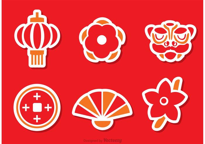 Kinesisk Lunar New Year Stiker Vector