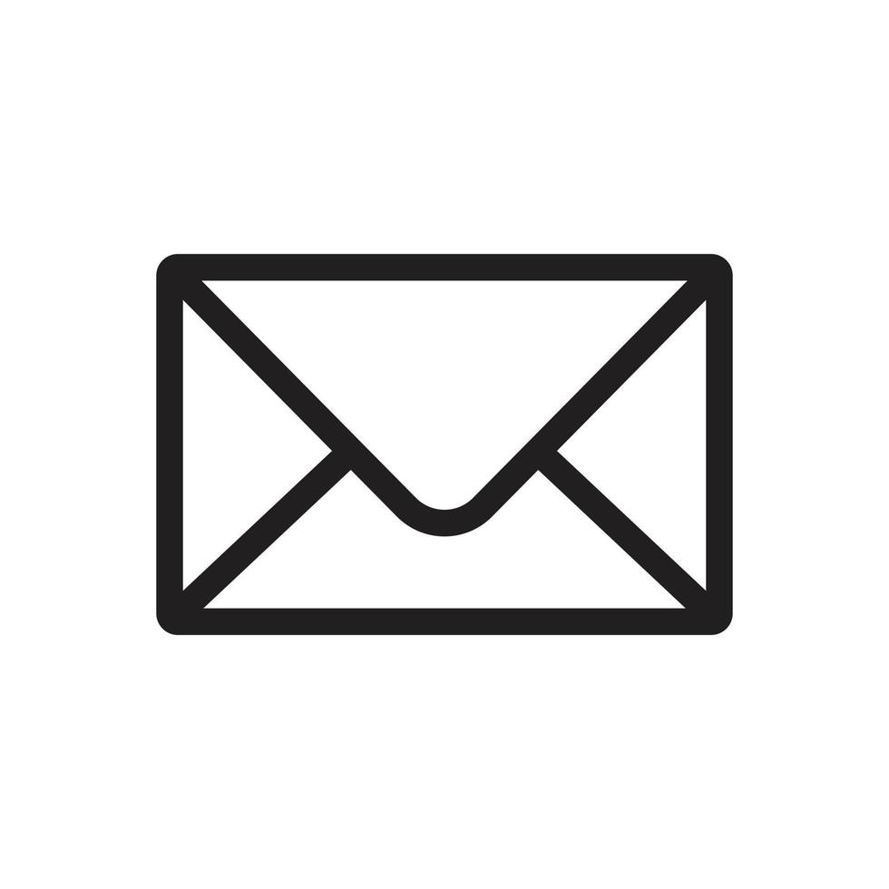 eps10 schwarzes Vektor-E-Mail- oder Briefumschlag-Kunstsymbol im einfachen, flachen, trendigen modernen Stil isoliert auf weißem Hintergrund vektor