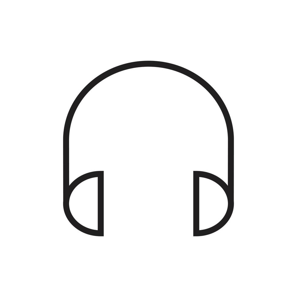 eps10 schwarze Vektorkopfhörer oder Ohrhörerlinie Kunstikone in der einfachen flachen modischen modernen Art lokalisiert auf weißem Hintergrund vektor