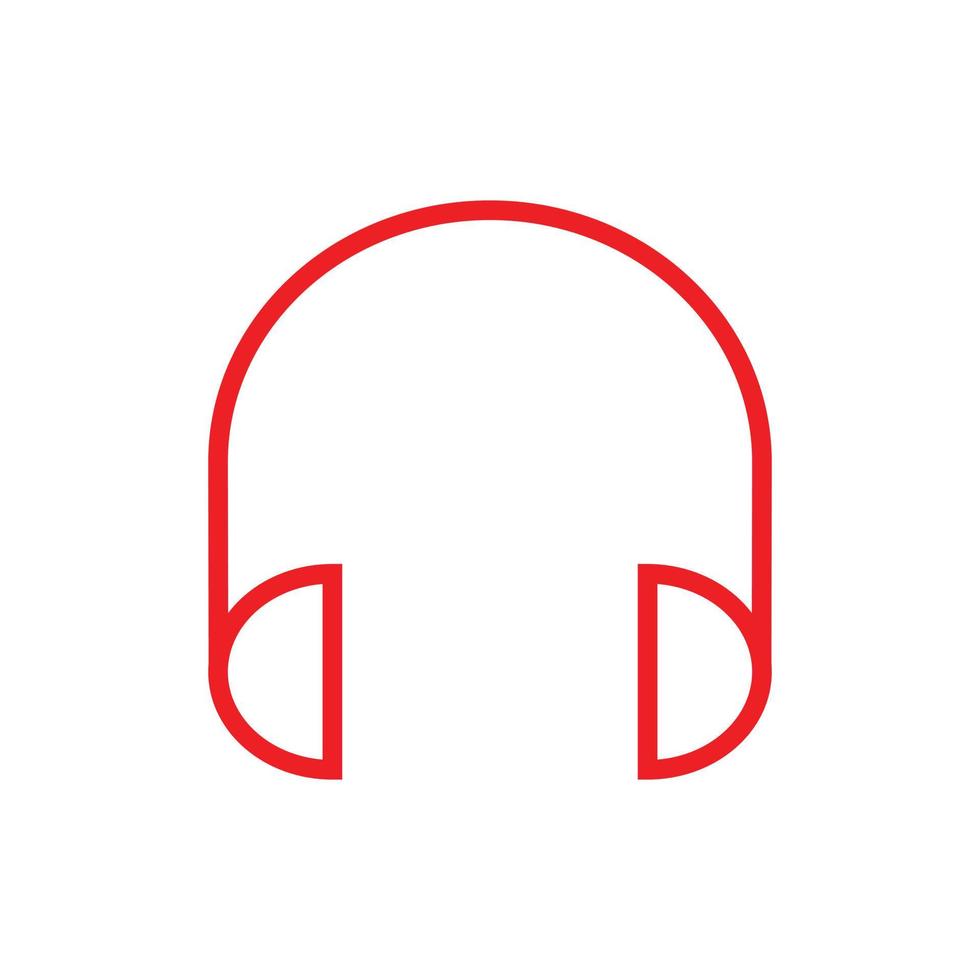 eps10 rote Vektorkopfhörer oder Ohrhörerlinie Kunstikone in der einfachen flachen modischen modernen Art lokalisiert auf weißem Hintergrund vektor