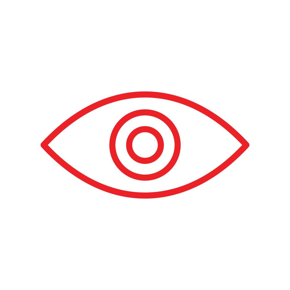 eps10 roter Vektor menschliche Augenlinie Kunstikone oder -logo in der einfachen flachen modischen modernen Art lokalisiert auf weißem Hintergrund