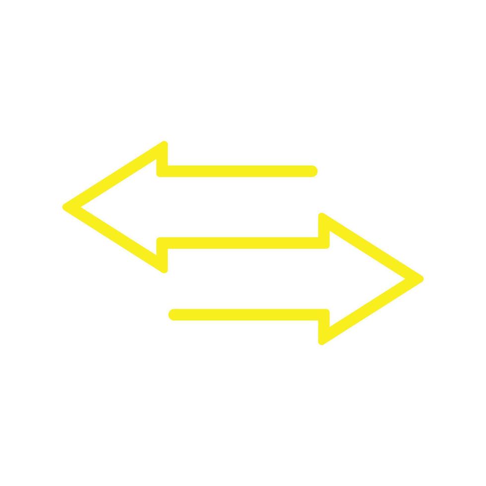 eps10 gelber Vektortransfer oder linke rechte Pfeillinie Kunstsymbol für mobile Anwendung, ui und Website-Design isoliert auf weißem Hintergrund vektor