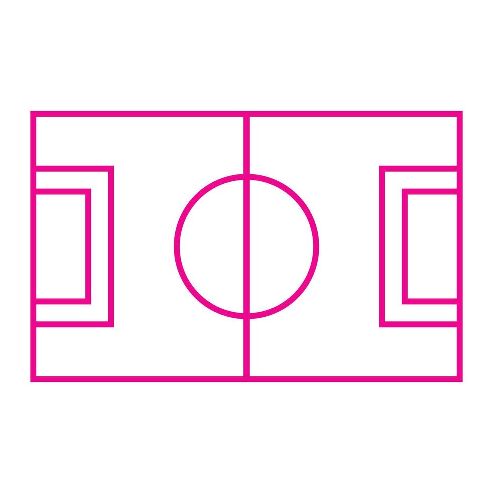 eps10 rosafarbenes Vektor-Fußballfeld oder Fußballfeldlinie Kunstsymbol im einfachen, flachen, trendigen modernen Stil isoliert auf weißem Hintergrund vektor