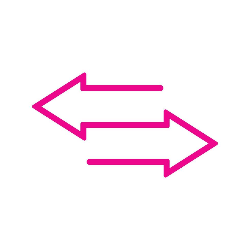 eps10 rosa vektoröverföring eller vänster högerpilar linjekonstikon för mobilapplikation, användargränssnitt och webbdesign isolerad på vit bakgrund vektor