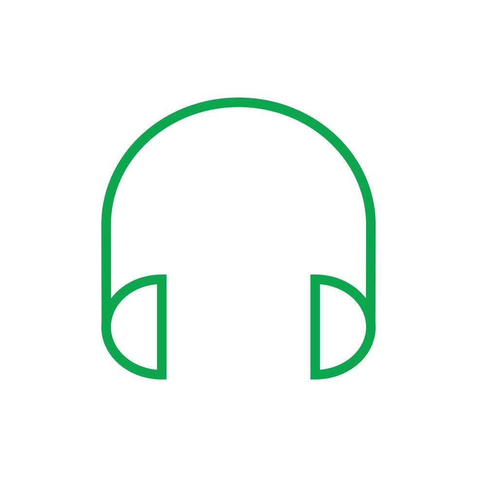 eps10 grüner Vektorkopfhörer oder Kopfhörerlinie Kunstikone im einfachen flachen modischen modernen Stil lokalisiert auf weißem Hintergrund vektor