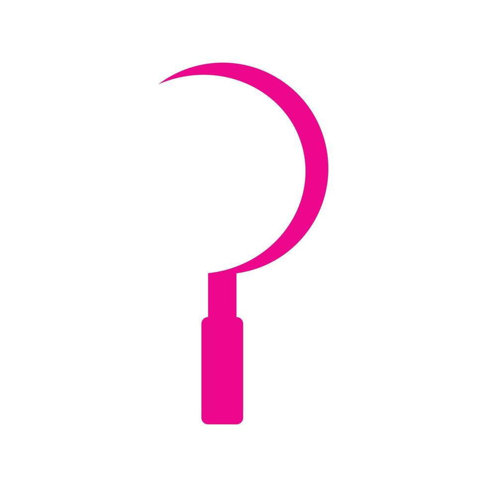 eps10 rosa Vektor-Gartensichel-Symbol oder Logo im einfachen, flachen, trendigen modernen Stil isoliert auf weißem Hintergrund vektor