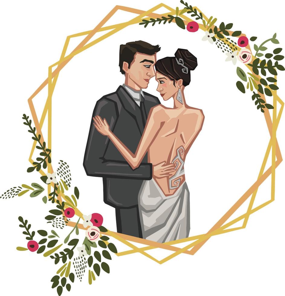 bruden och brudgummen bröllop par hög illustration vektor