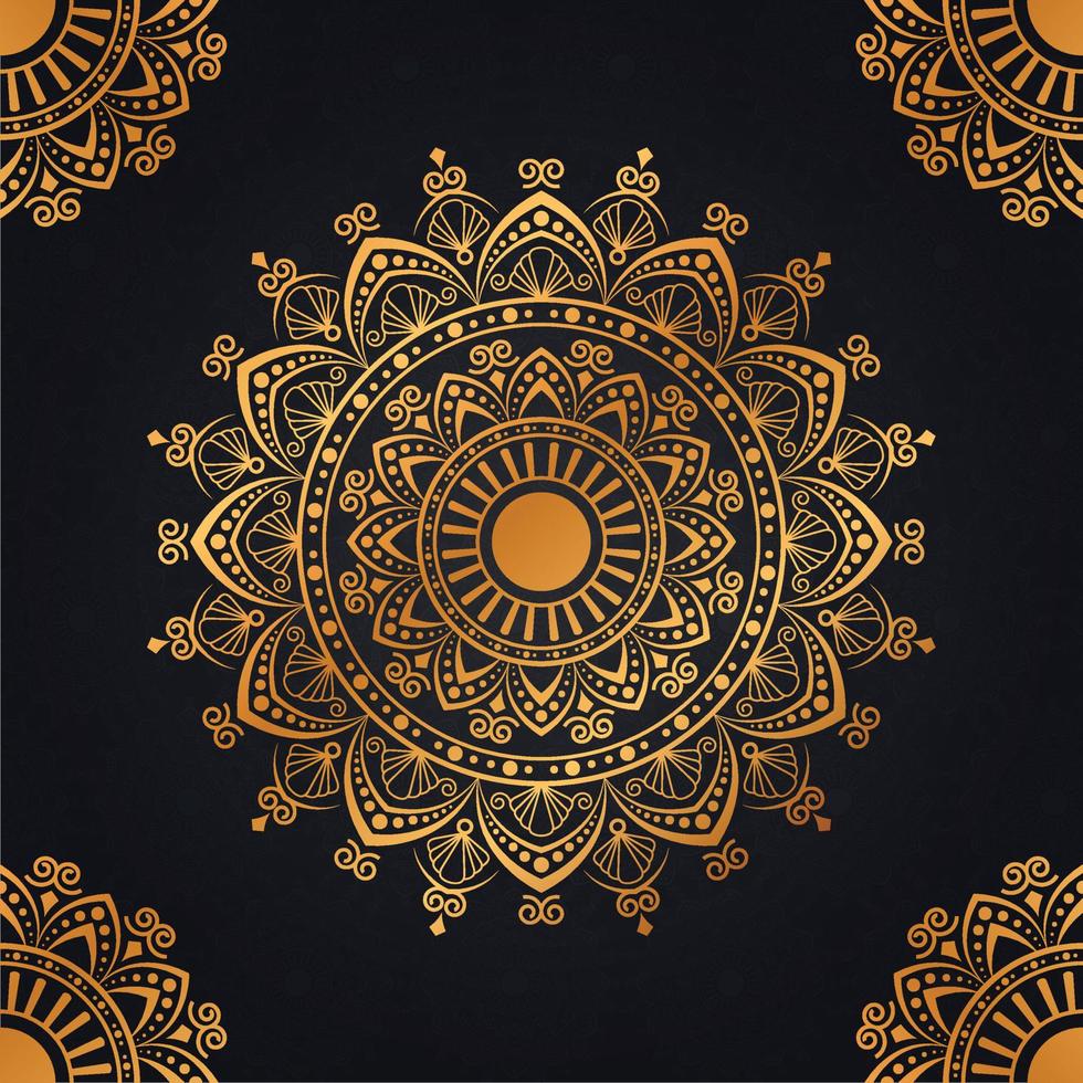 Luxuriöser goldener königlicher Mandala-Designvektor für Hintergrund, Henna, Mahanadi, Tätowierung, Islam, Ornament, Festival, Alpona vektor