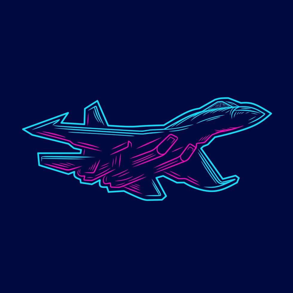 jetplans popkonstlogotyp. flygplan färgglad design med mörk bakgrund. abstrakt vektor illustration. isolerad svart bakgrund för t-shirt, affisch, kläder, merch, kläder, badge design