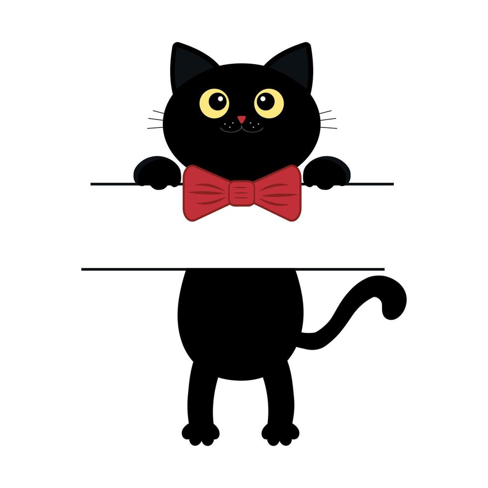 svart katt, kattansikte, lekande husdjur. tatuering. färg vektor illustration