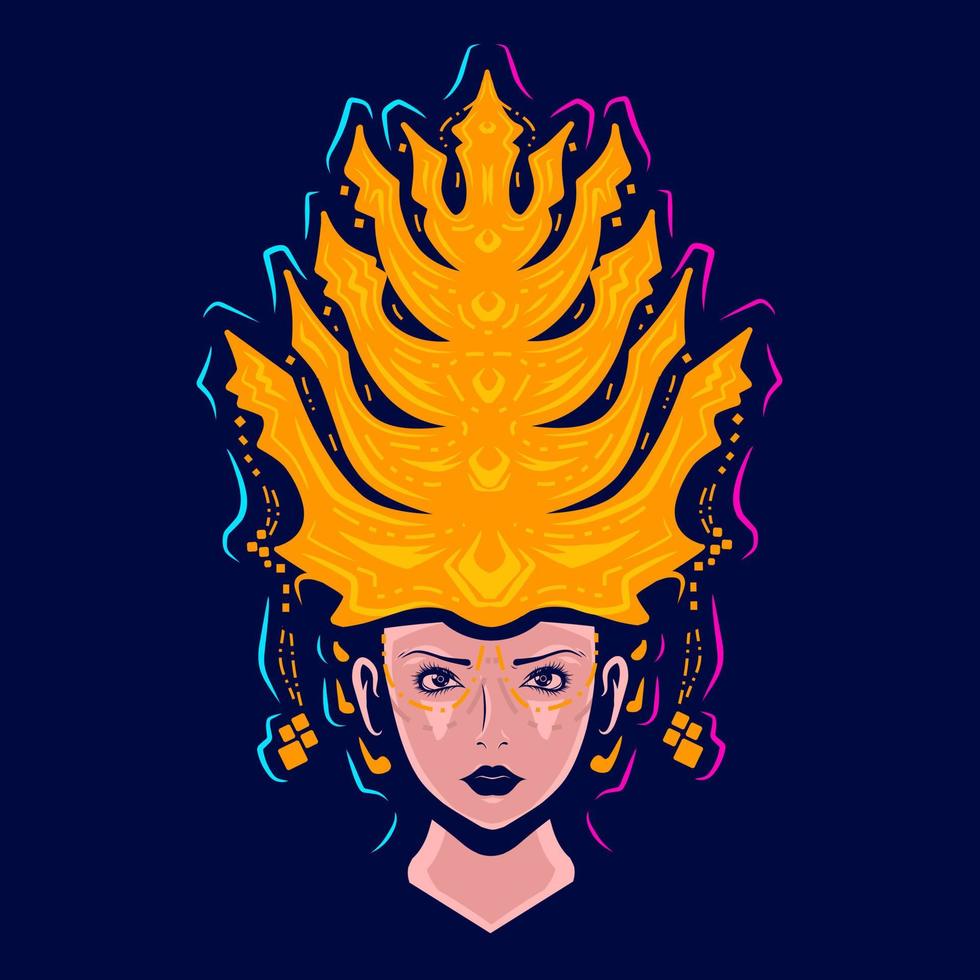 batak angkola människor kvinna popkonst logotyp. färgglad mandailing asiatisk etnisk bröllopsklänning design med mörk bakgrund. vektor illustration. isolerade mörk bakgrund för t-shirt, affisch, kläder