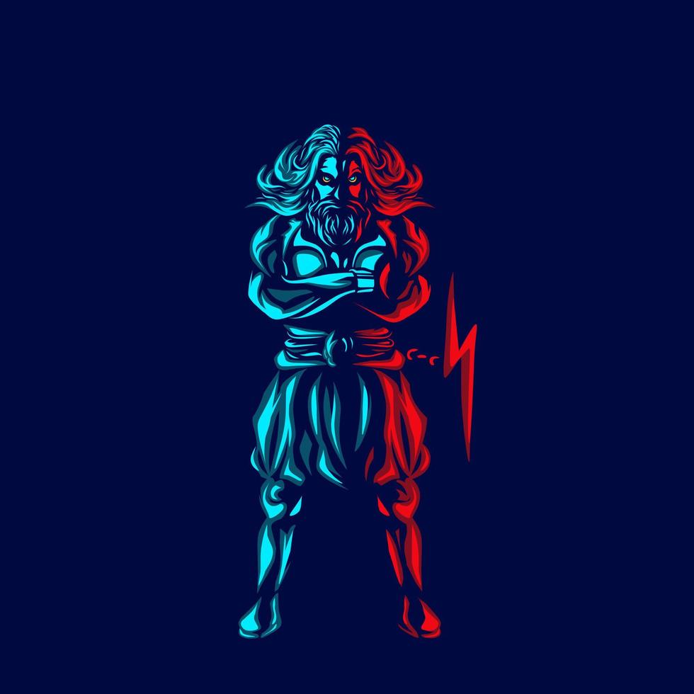 zeus die mythologie logo linie pop art porträt gott farbenfrohes design mit dunklem hintergrund. abstrakte Vektorillustration. vektor