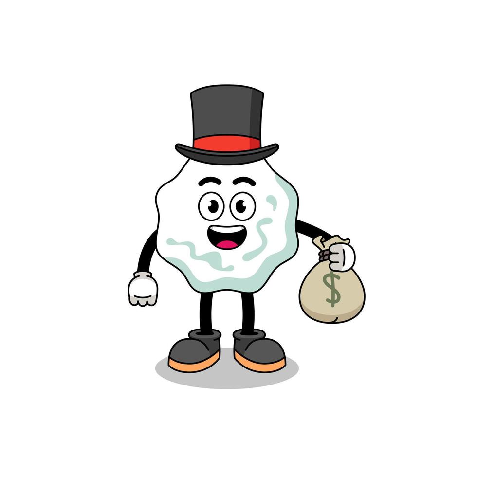 kaugummi-maskottchen-illustration reicher mann, der einen geldsack hält vektor