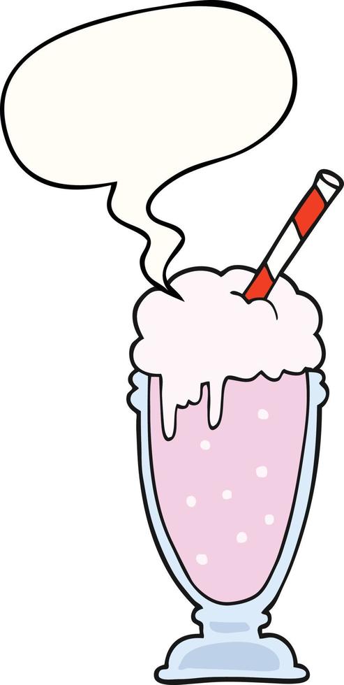 tecknad milkshake och pratbubbla vektor