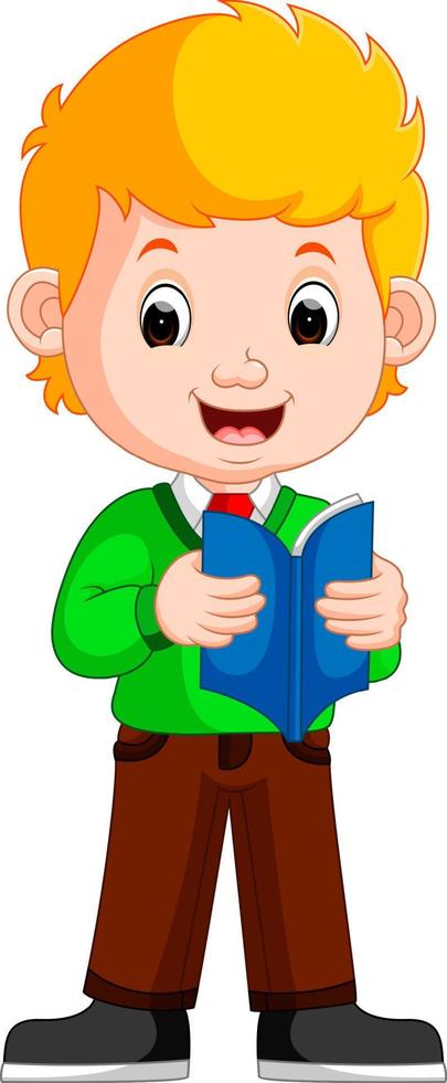 barn pojke bär bok tecknad vektor