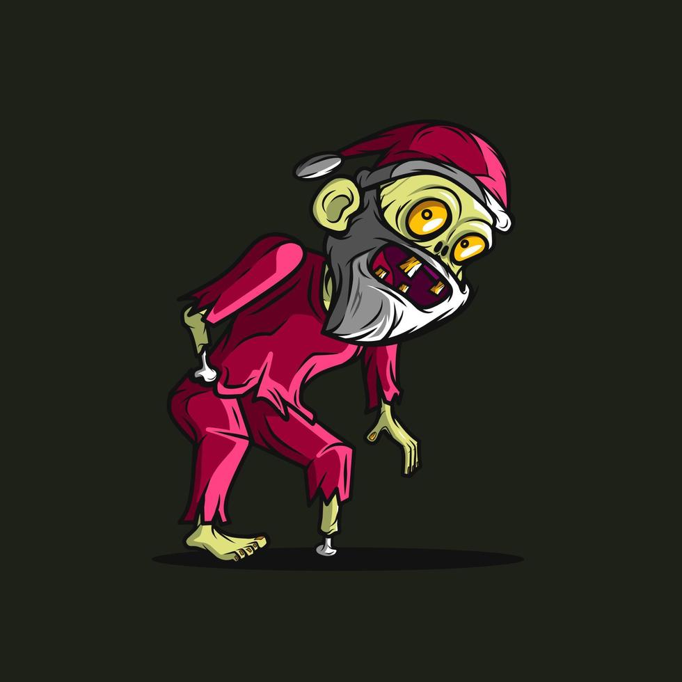 zombie santa jul odöda konst logotyp. färgglad design med mörk bakgrund. abstrakt vektor illustration. isolerad med marin bakgrund för t-shirt, affisch, kläder, merch, kläder.