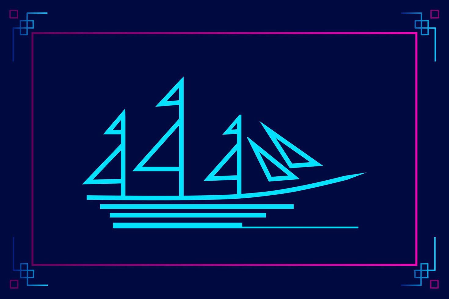 fartyg båt pirater linje popkonst potrait logotyp färgglad design med mörk bakgrund. abstrakt vektor illustration. isolerade svart bakgrund för t-shirt, affisch, kläder.