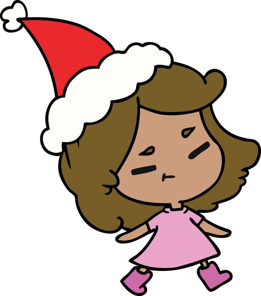 Weihnachtskarikatur von kawaii Mädchen vektor