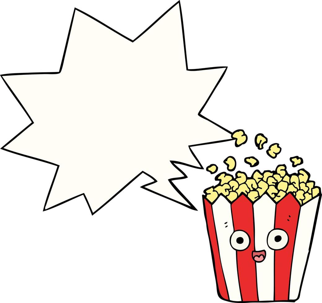 Cartoon-Popcorn und Sprechblase vektor