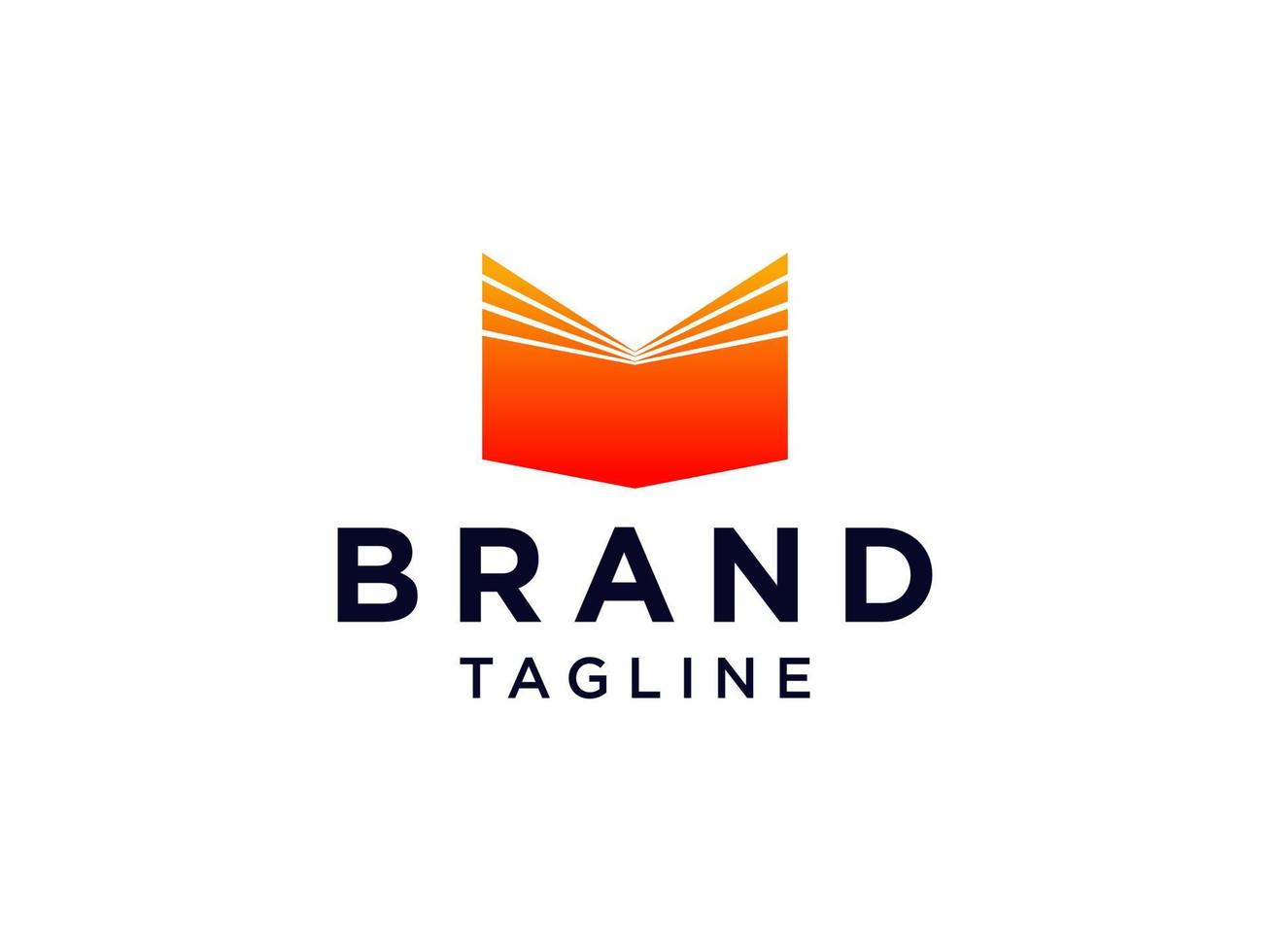 logotyp för kreativ utbildning. orange öppen bok ikon med starburst kombination isolerad på vit bakgrund. användbar för företags- och skollogotyper. platt vektor logotyp designmall element.