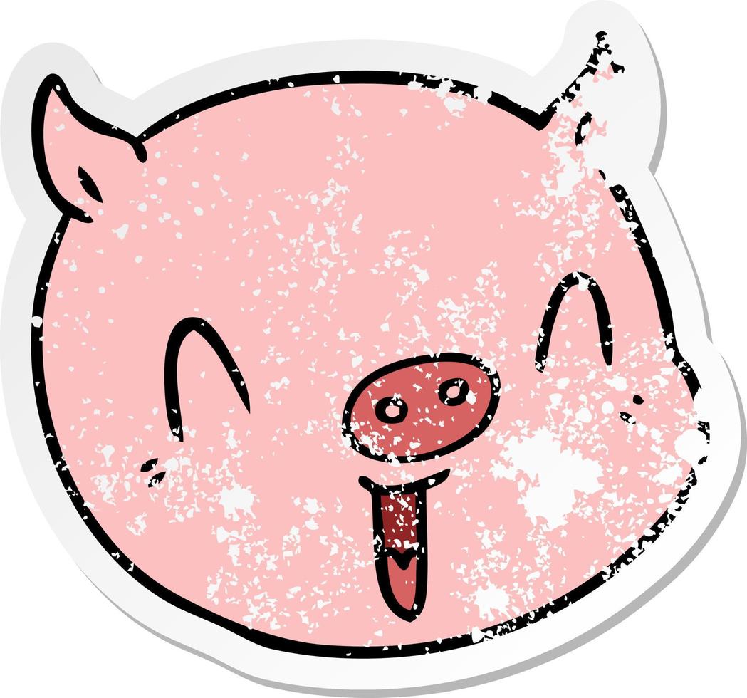 beunruhigter Aufkleber eines Cartoon-Schweingesichts vektor