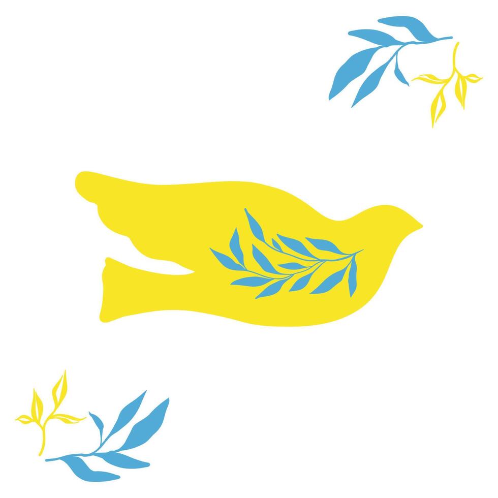 Ukraine-Russland-Konflikt. Flagge der Ukraine in Form einer Friedenstaube. das konzept des friedens in der ukraine. Vektor-Illustration isoliert auf weißem Hintergrund vektor