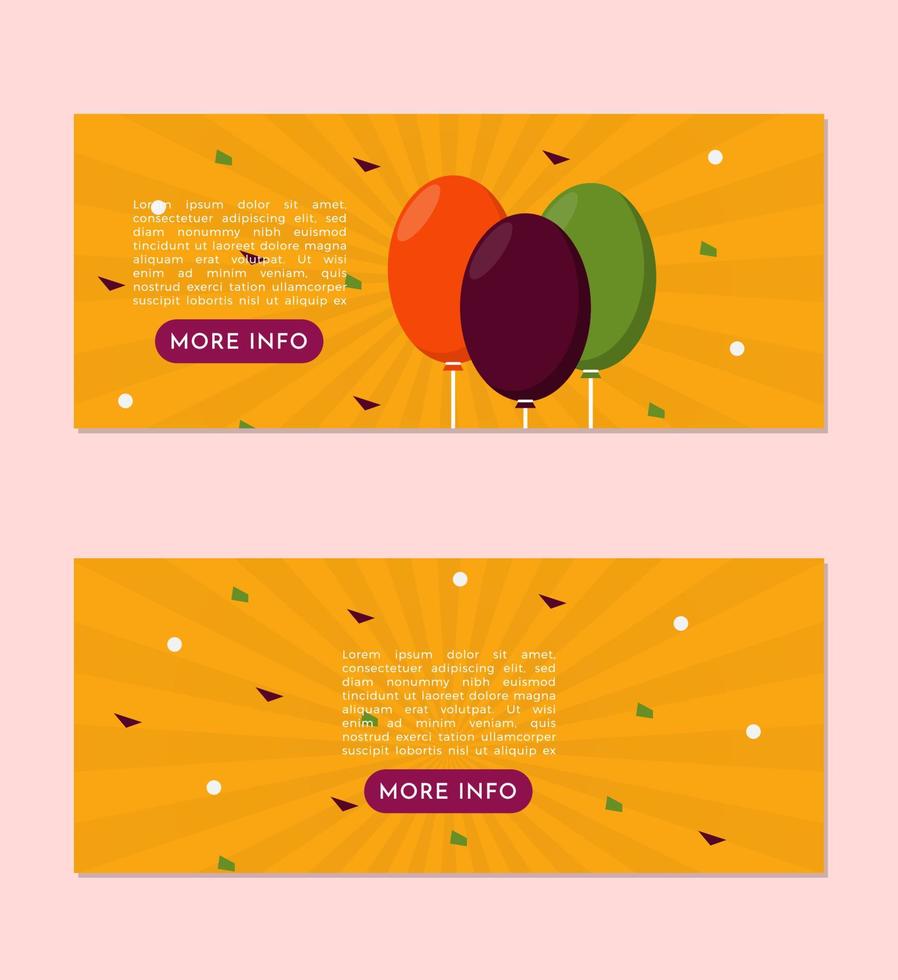 festlicher hintergrund mit luftballons und konfetti-banner-set-design-vorlage vektor