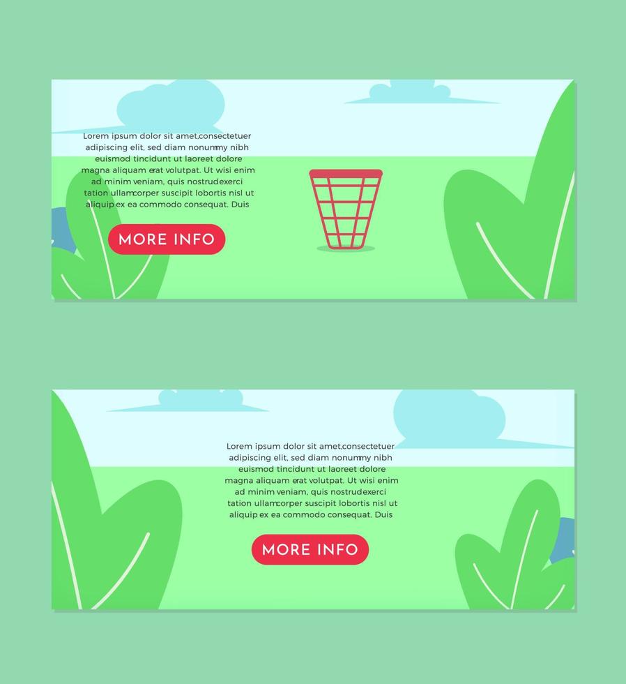 abfalleimer flache illustration banner set design vorlage vektor