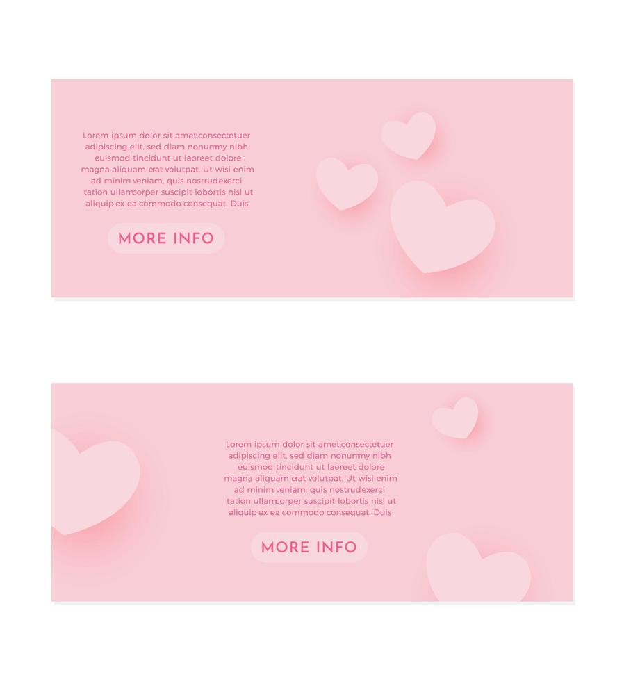 realistiska rosa 3d hjärtan härlig bakgrund banner set designmall vektor