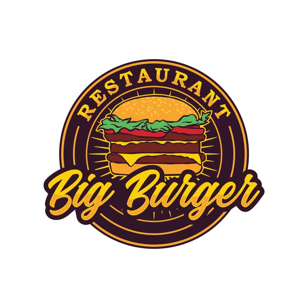 Vintage Retro-Burger-Label-Aufkleber-Logo-Design-Vektor vektor