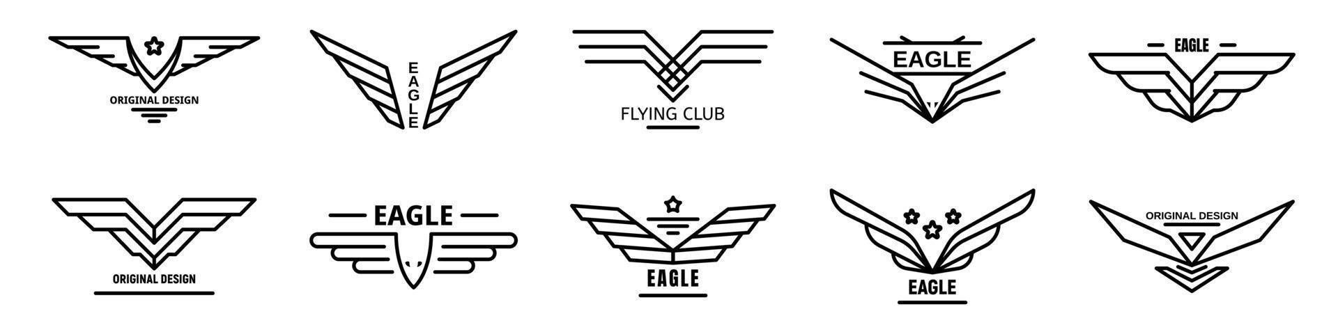 Adler-Logo-Set, Outline-Stil vektor