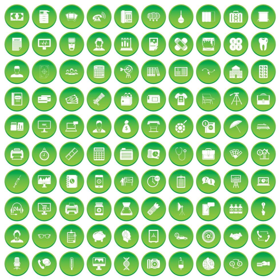 100 avdelning ikoner som grön cirkel vektor