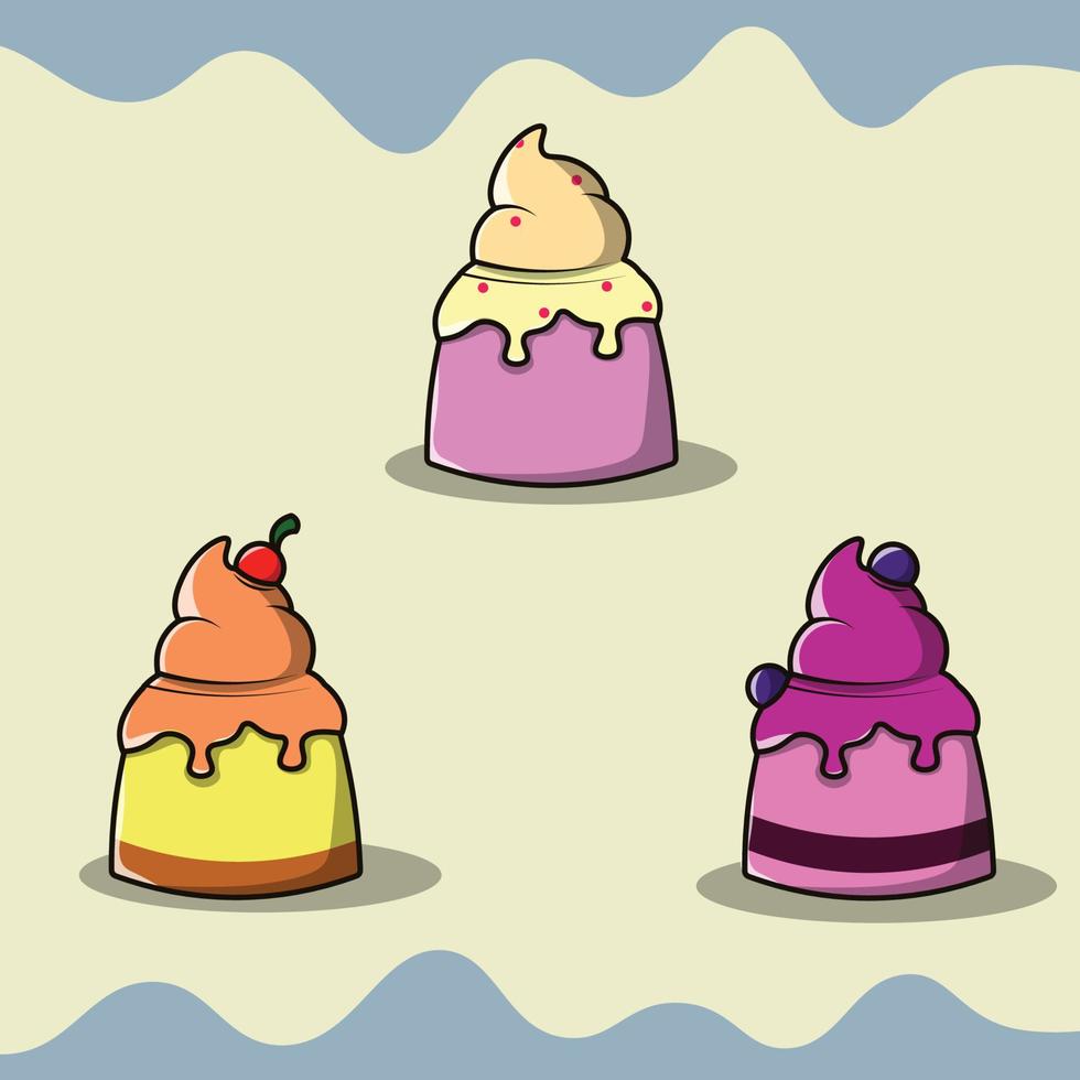 Eiscreme-Kuchen-Icon-Pack-Vektor-Set vektor