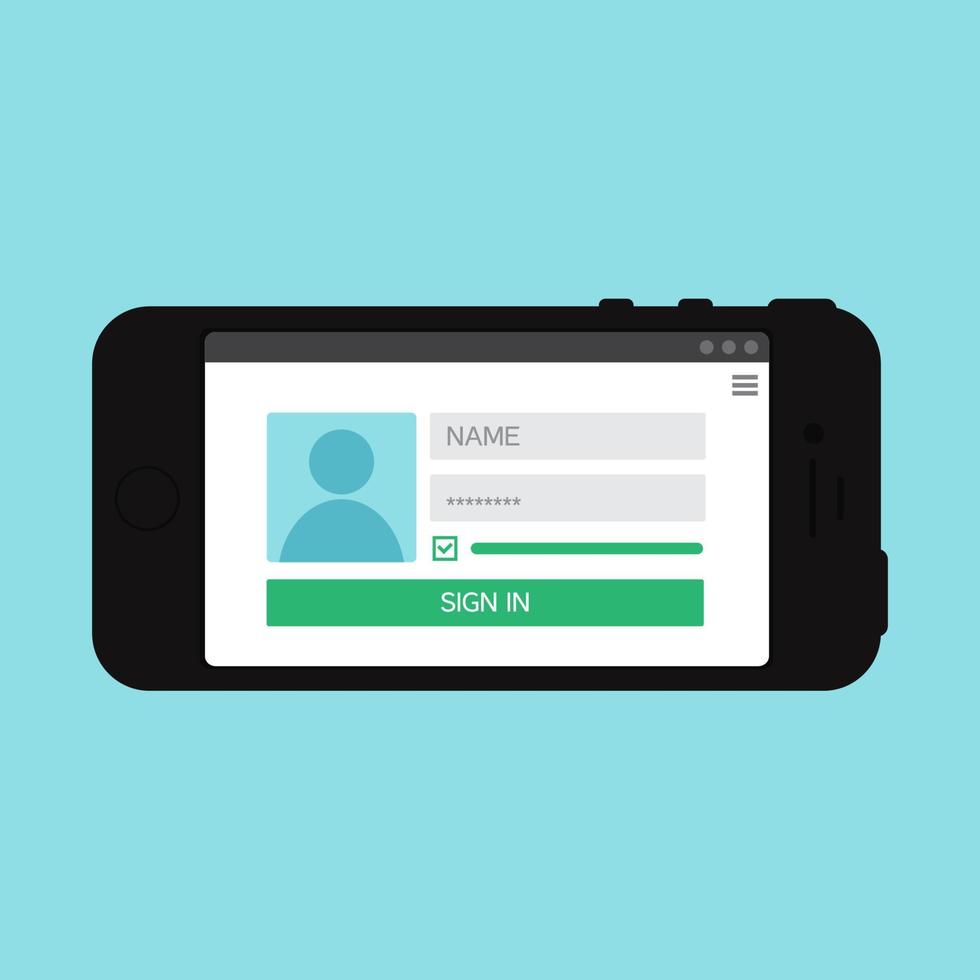 webbmall för inloggningsformulär för smartphone vektor