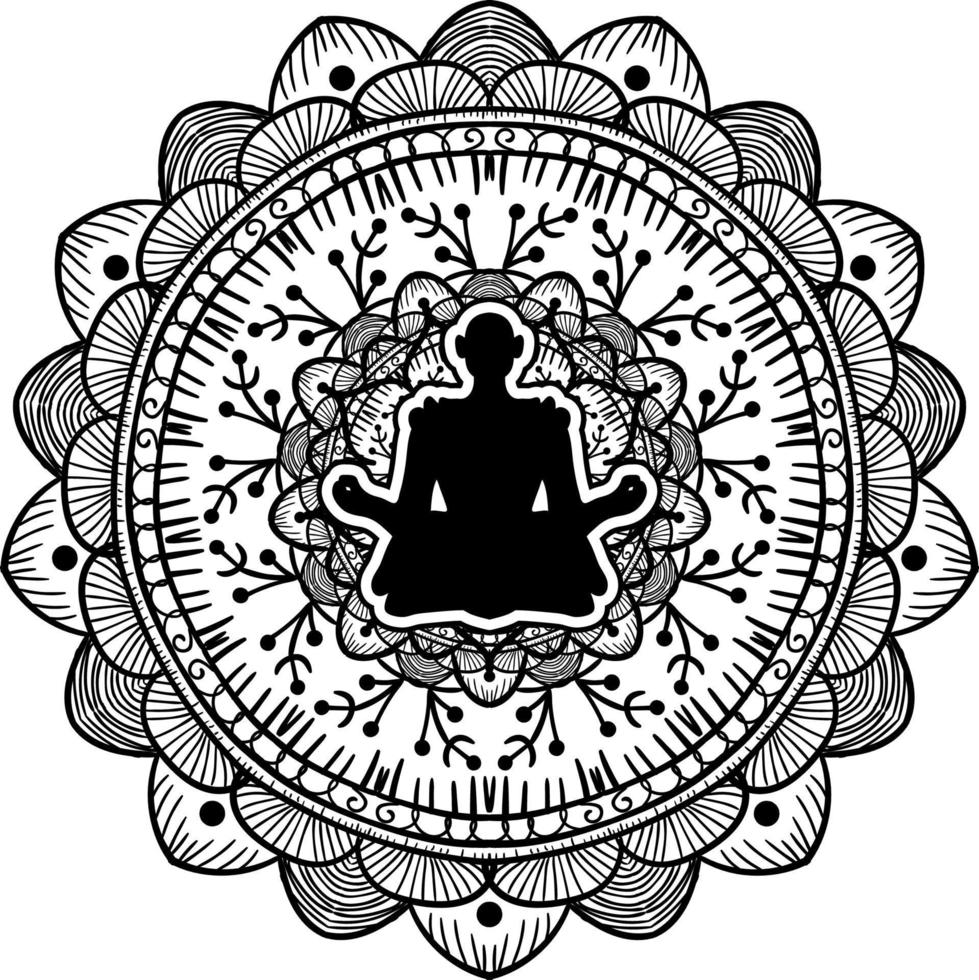 Yogi sitzt im Lotus Pose schwarze Silhouette vektor