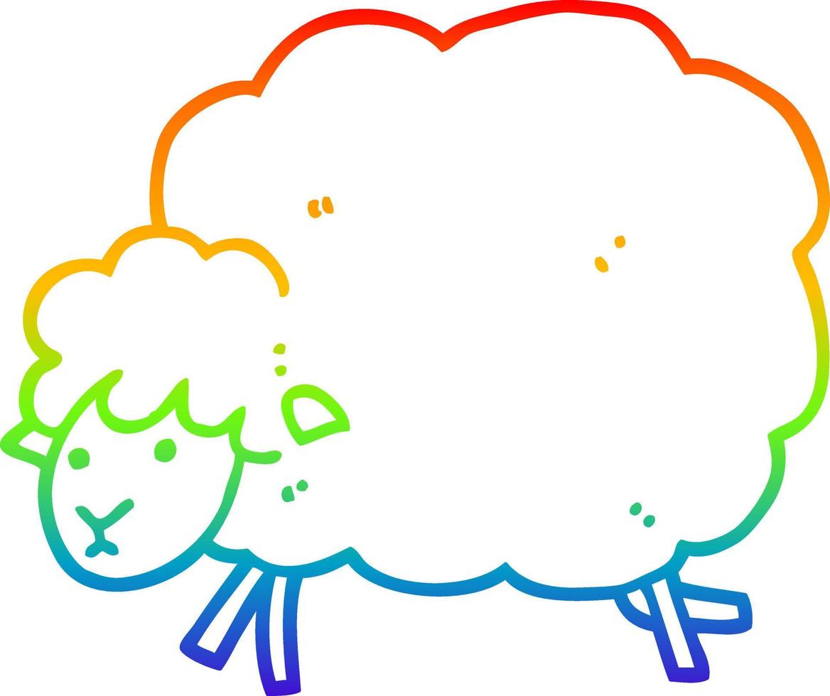 Regenbogen-Gradientenlinie, die Cartoon-Schafe zeichnet vektor